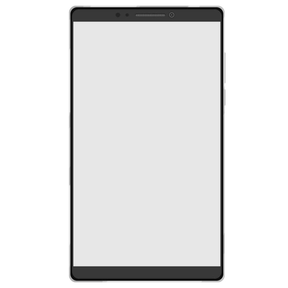 cel telefoon, smartphone scherm kader voorkant visie modern apparaatje bespotten omhoog sjabloon geïsoleerd Aan wit achtergrond. vector illustratie
