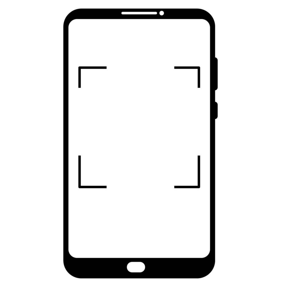 cel telefoon, smartphone scherm kader voorkant visie modern apparaatje bespotten omhoog sjabloon geïsoleerd Aan wit achtergrond. vector illustratie