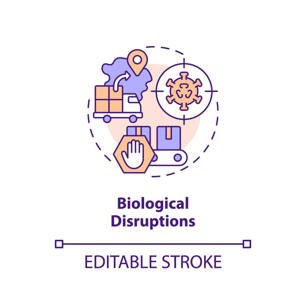 biologisch storingen concept icoon. ziekte uitbraak. levering keten wijziging abstract idee dun lijn illustratie. geïsoleerd schets tekening. bewerkbare beroerte vector