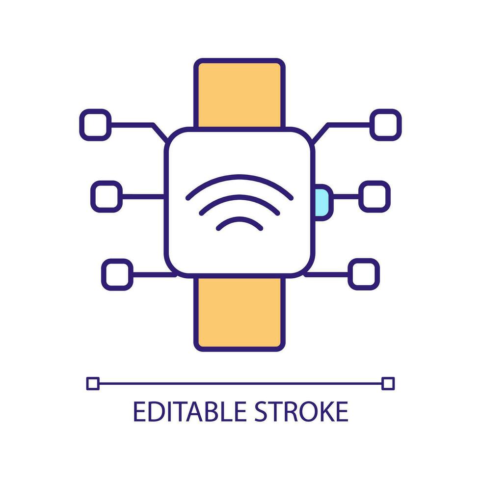SmartWatch rgb kleur icoon. draagbaar toezicht houden op apparaat. berekenen apparaatje. digitaal accessoire. iot technologie. geïsoleerd vector illustratie. gemakkelijk gevulde lijn tekening. bewerkbare beroerte