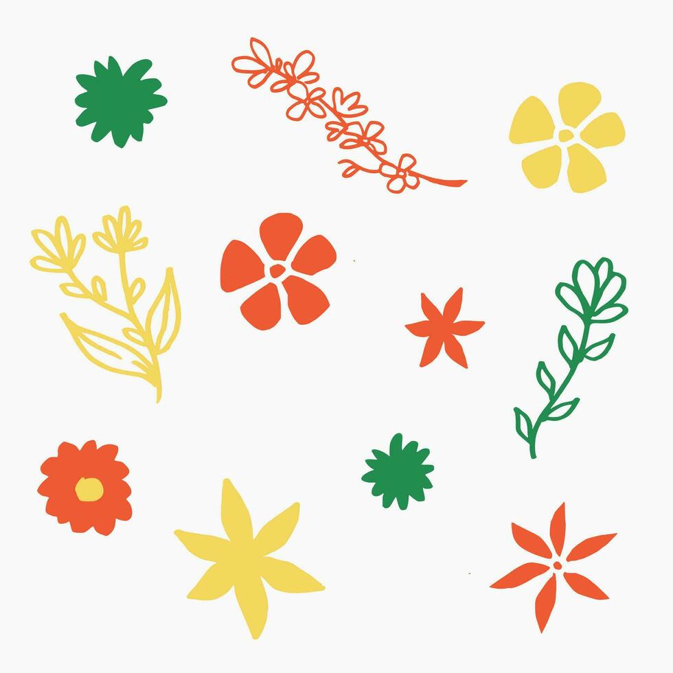 hand- getrokken patroon van bloemen, blad, fabriek elementen. wit achtergrond. vector grafisch.