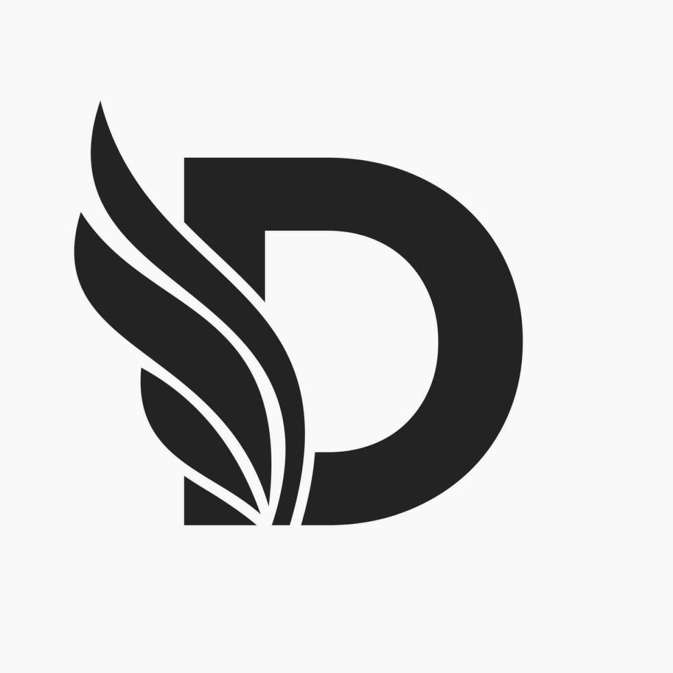 brief d vleugel logo ontwerp voor vracht en vervoer symbool. vleugel logotype sjabloon vector