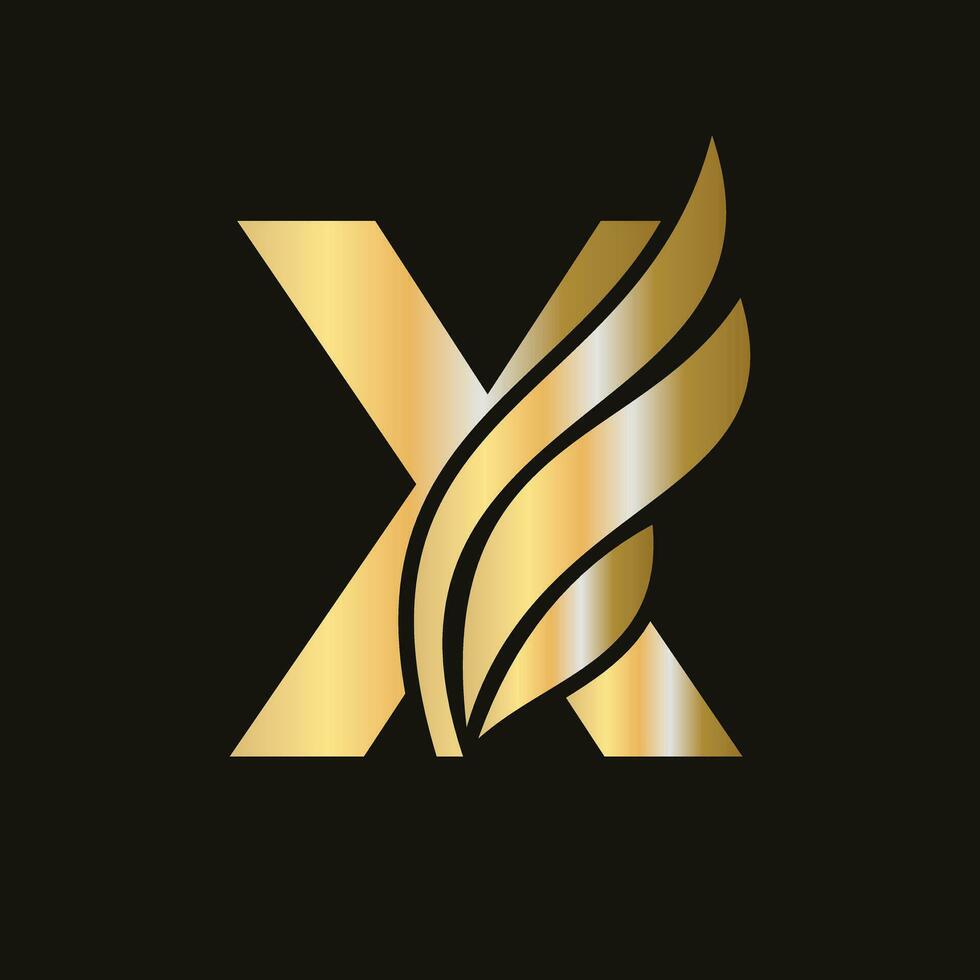 brief X vleugel logo ontwerp voor vracht en vervoer symbool. vleugel logotype sjabloon vector