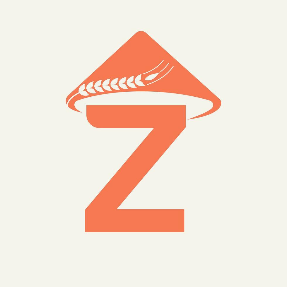 brief z landbouw logo Aan concept met boer hoed icoon. landbouw logotype sjabloon vector