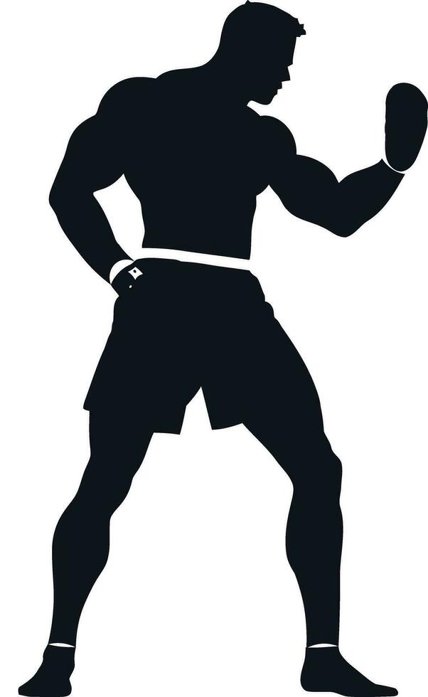 gespierd atleet, professioneel bokser silhouet vector illustratie geïsoleerd Aan wit achtergrond. fitheid, sport, kracht, stompen, gevecht, kampioen, actie, houding, opleiding, wedstrijd