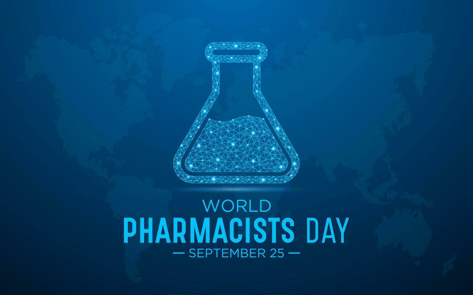 wereld apothekers dag Aan september 25 is een viering van elke apotheker, farmaceutisch wetenschapper. laag poly stijl ontwerp. meetkundig achtergrond. geïsoleerd vector illustratie.