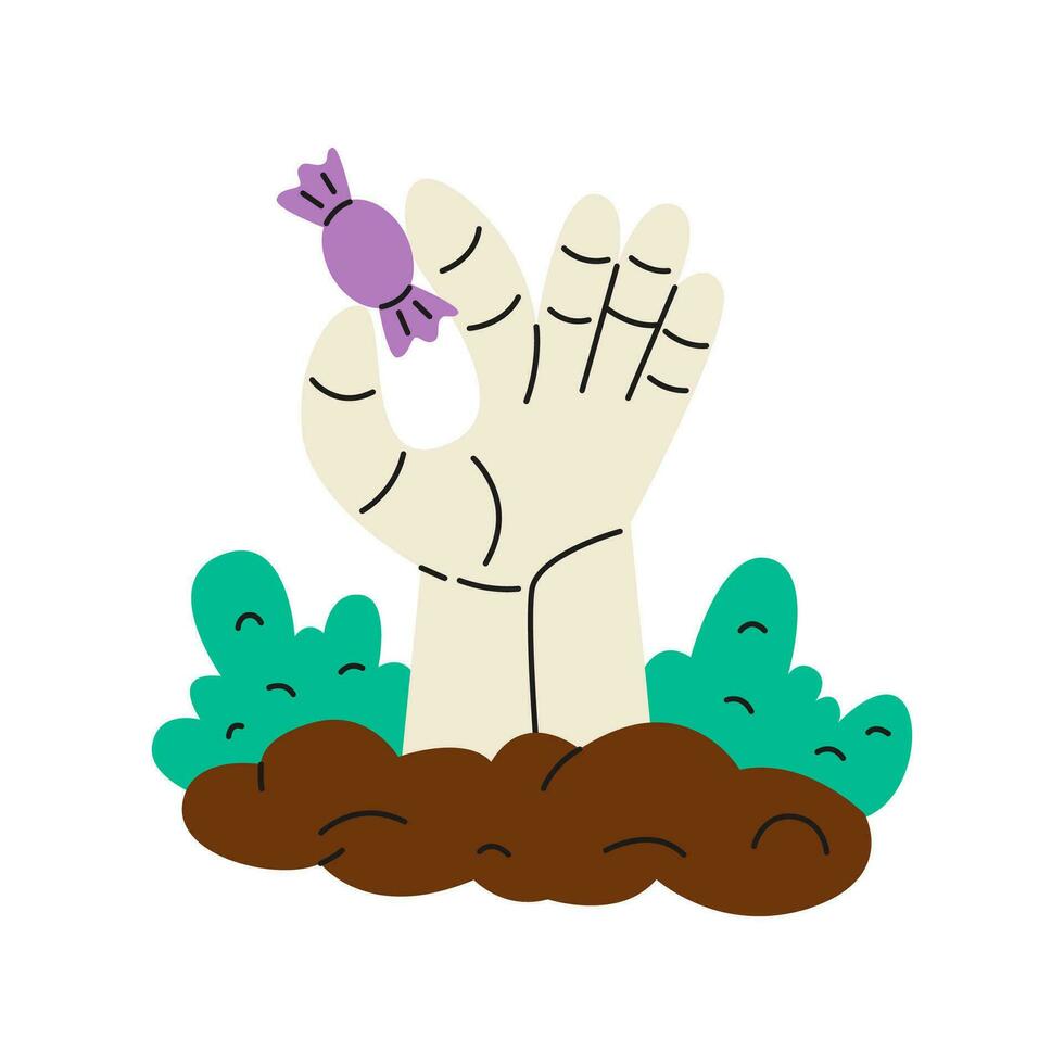 dood mans hand- Holding snoep vector