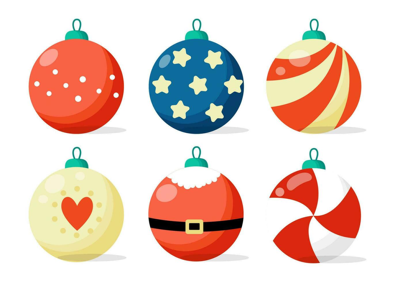 Kerstmis bal reeks hand- getrokken vector illustratie Kerstmis bundel geïsoleerd Aan wit achtergrond