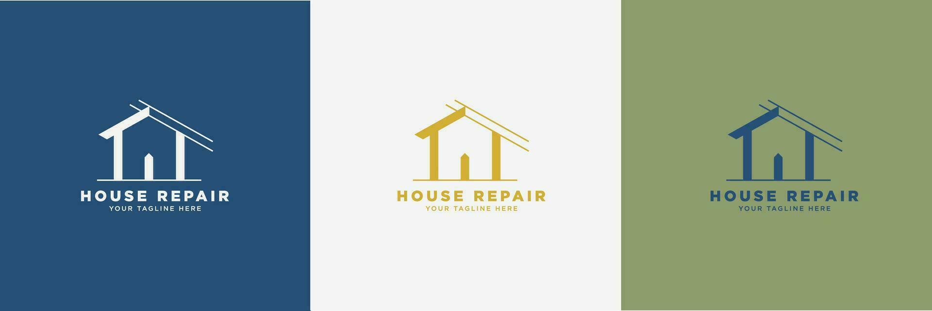 huis reparatie huis bouwen bedrijf logo ontwerp vector 3 kleur palet