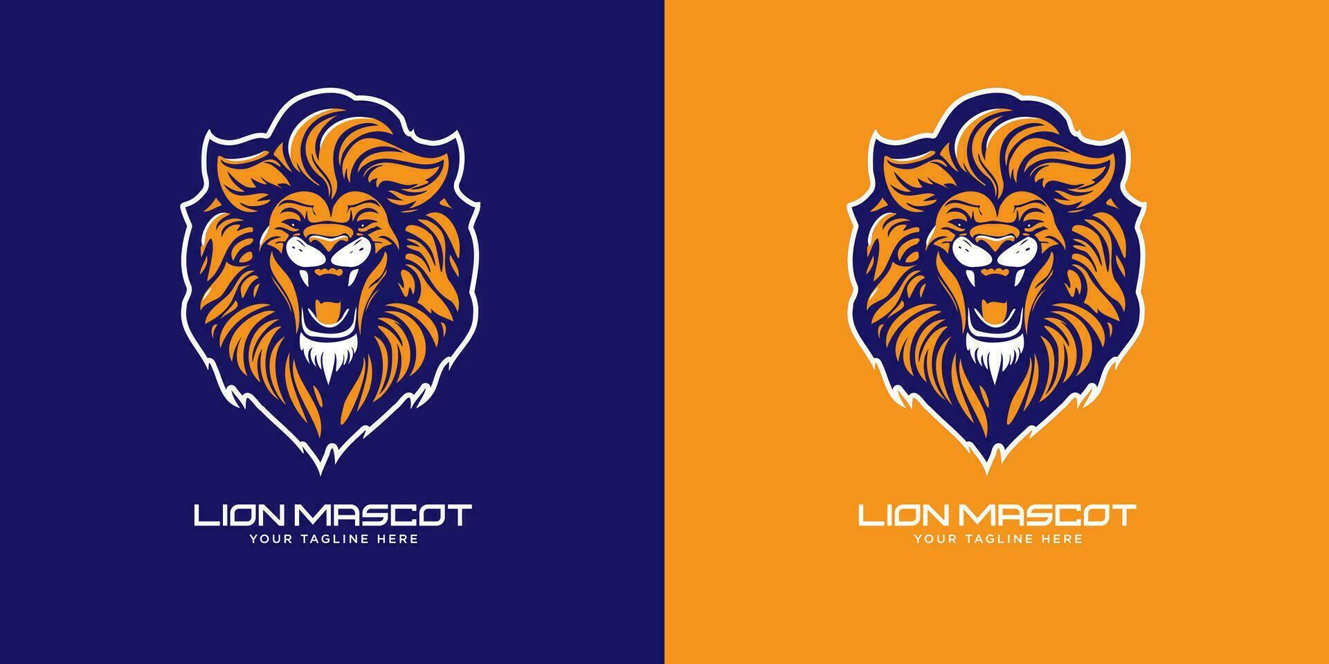 leeuw hoofd mascotte logo kleur vector sjabloon illustratie ontwerp