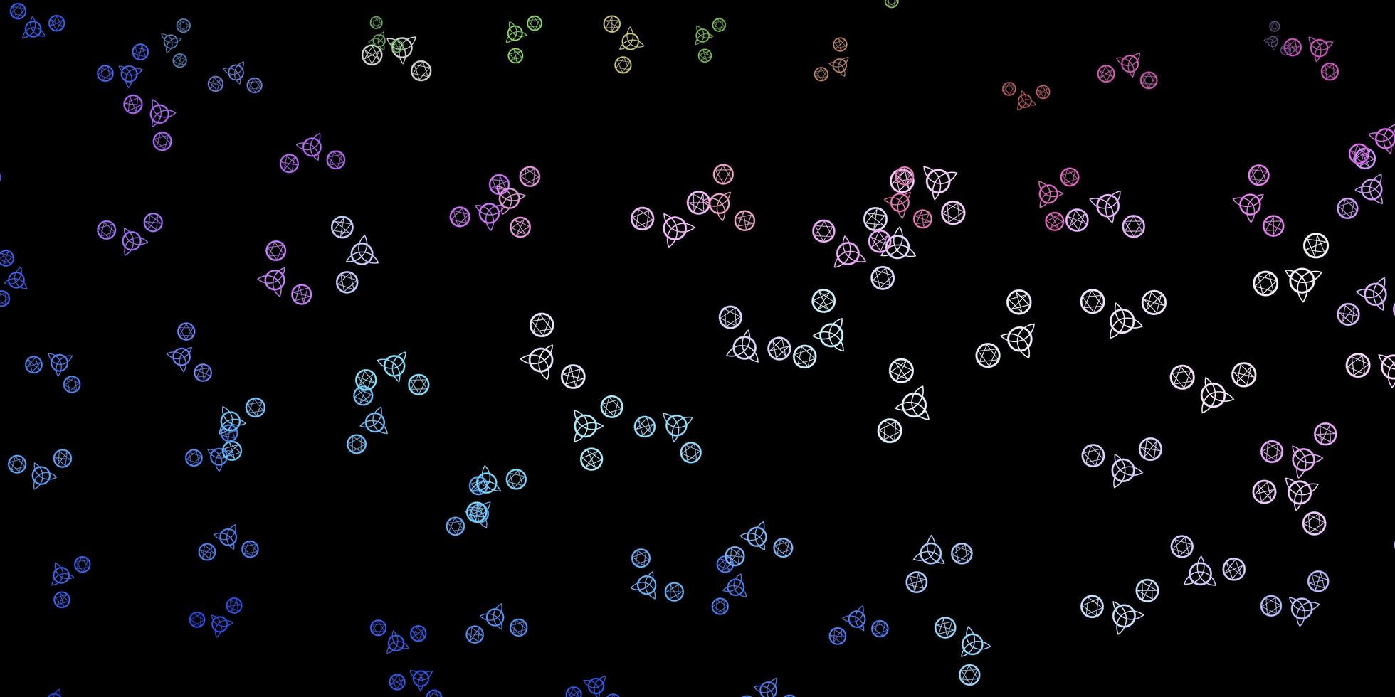 donkerblauwe, rode vectorachtergrond met occulte symbolen. vector