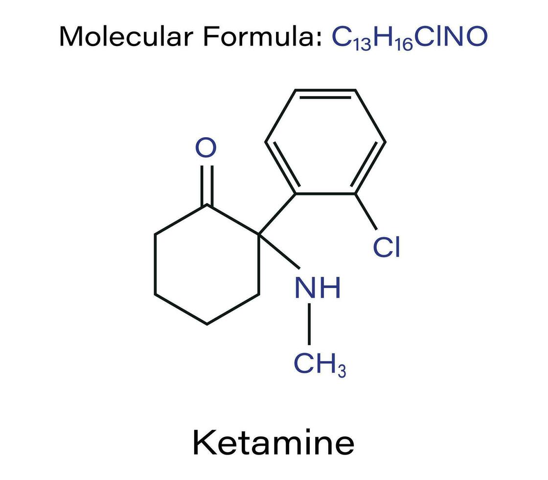 ketamine chemisch moleculair structuur vector illustratie. drug chemisch molecuul.