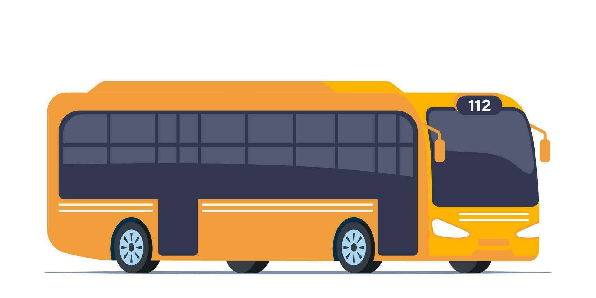 geel stad bus. passagier vervoer kant visie. openbaar vervoer. modern toeristisch bus. vector illustratie.