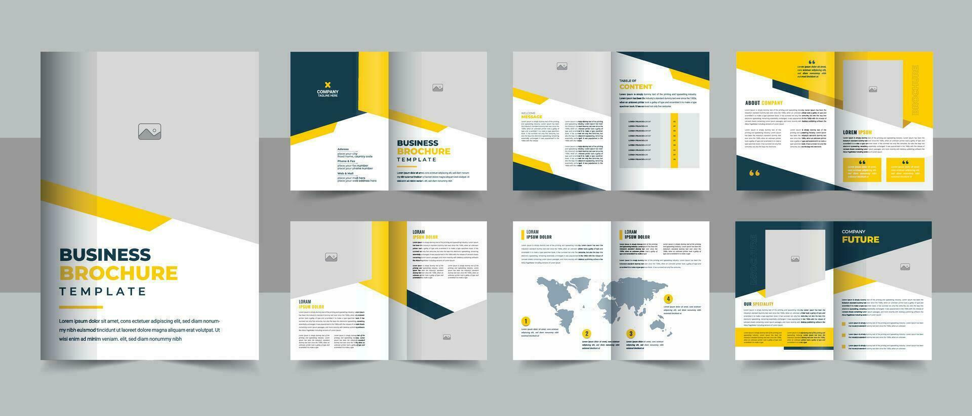 modern bedrijf brochure sjabloon ontwerp lay-out, multipurpose brochure sjabloon met omslag, terug en binnen Pagina's. minimaal bedrijf brochure sjabloon ontwerp vector