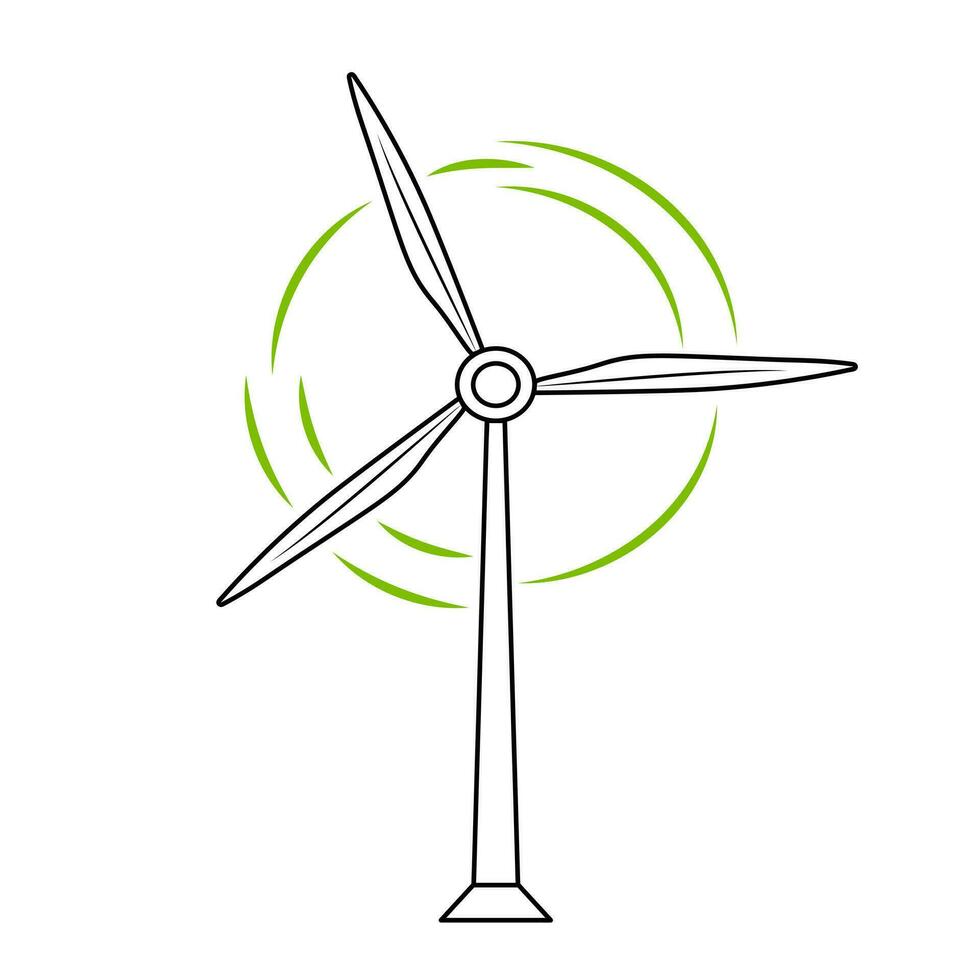 wind turbine tekening icoon. hand- getrokken windmolen geïsoleerd Aan wit achtergrond. vector