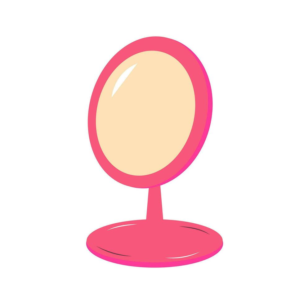 schattig tekenfilm roze spiegel. ronde spiegel voor toepassen bedenken en schoonheid de begeleiding. mode aantrekkingskracht icoon. vector