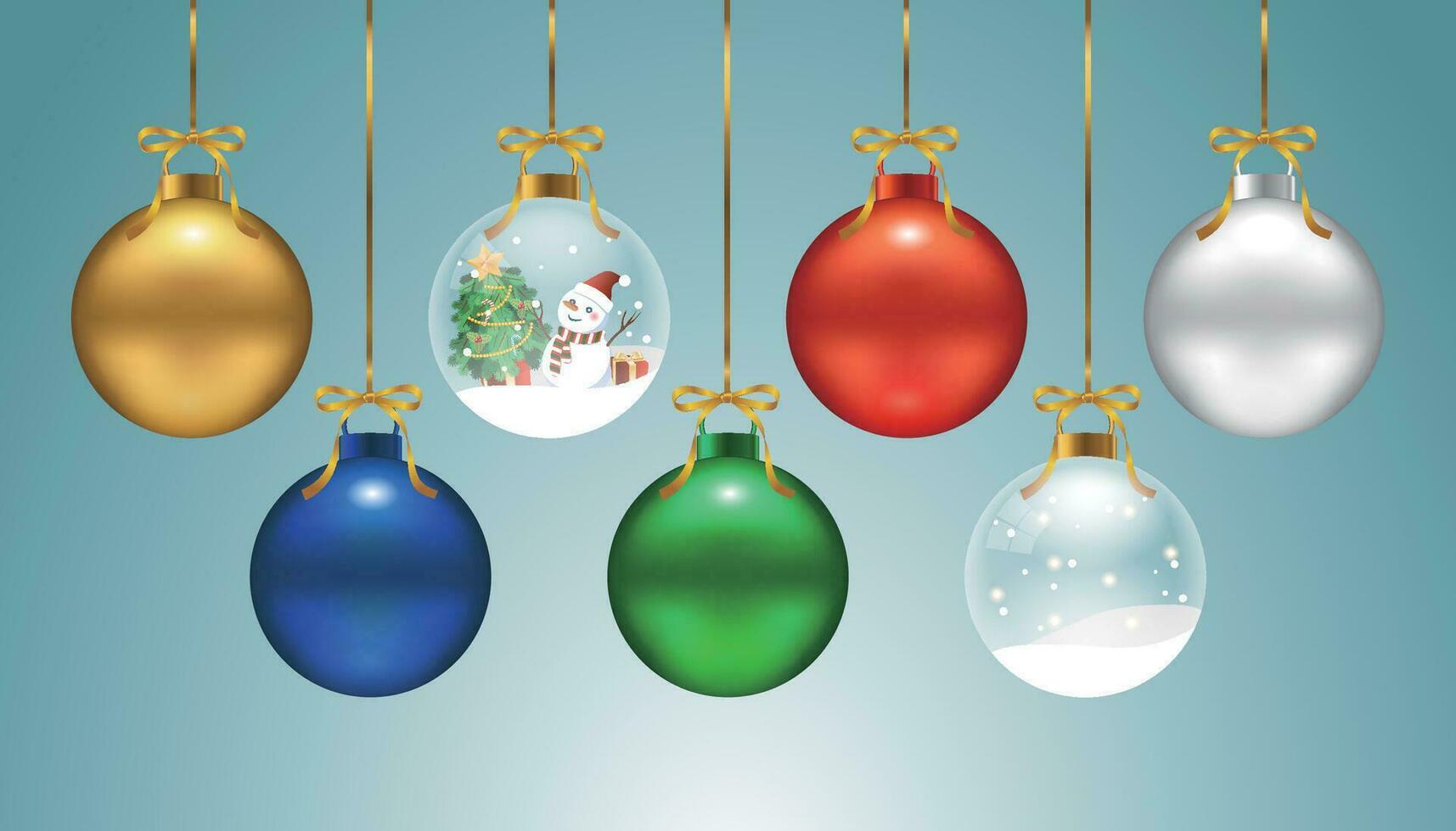 een reeks van Kerstmis decoraties in verschillend kleuren, geschikt voor affiches, kaarten, uitverkoop decoraties vector