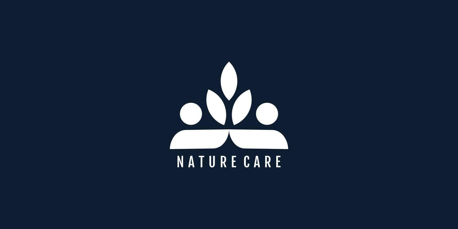 natuur logo met mensen zorg concept ontwerp premie vector