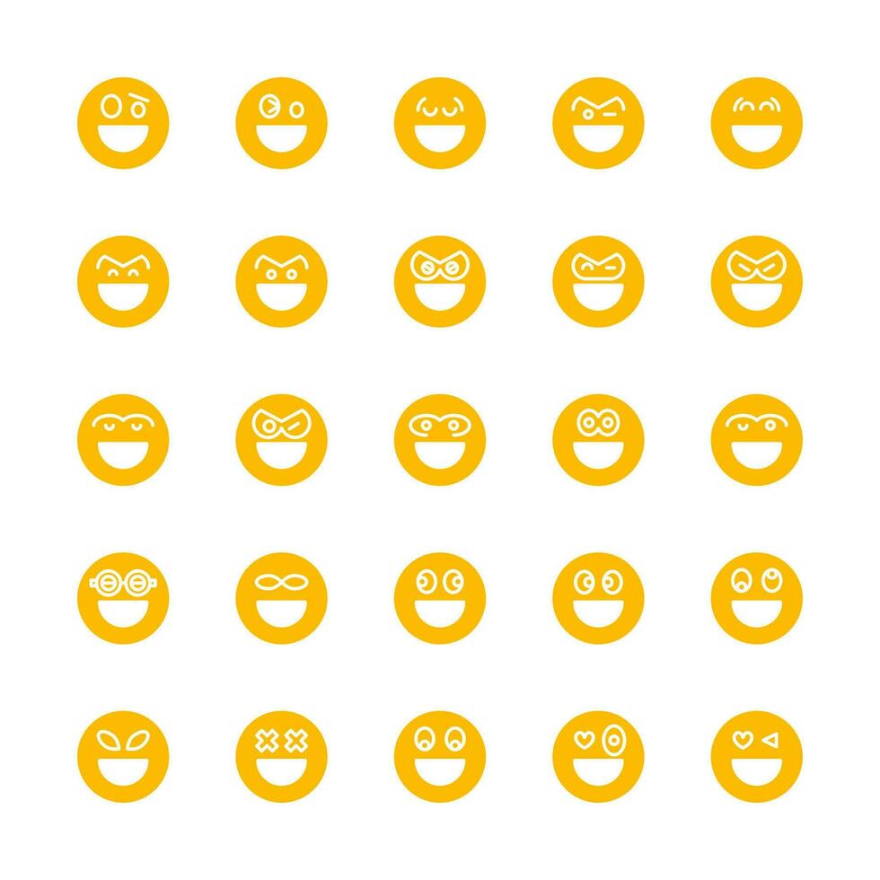 geel gezicht emoticon reeks vector