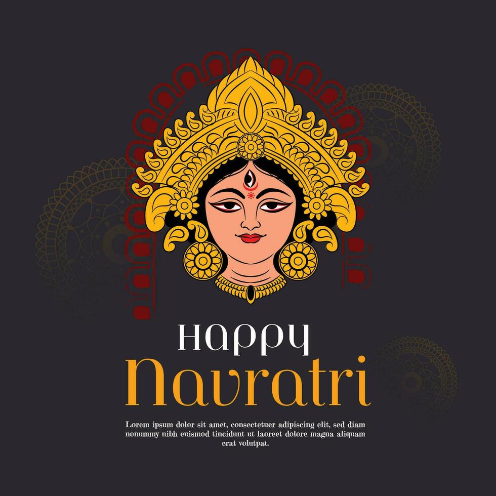creatief illustratie van godin durga maa gezicht of geheugensteuntje voor viering van Indisch religieus festival gelukkig navratri, durga puja. vector