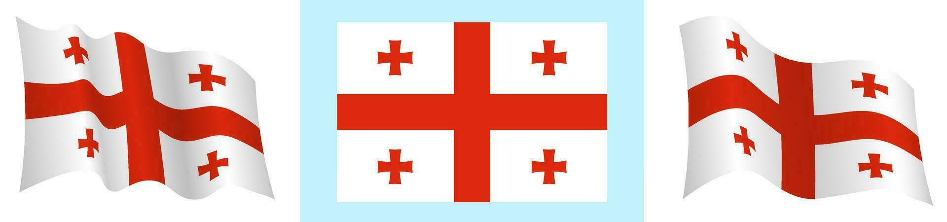 vlag van Georgië in statisch positie en in beweging, fladderend in wind in exact kleuren en maten, Aan wit achtergrond vector