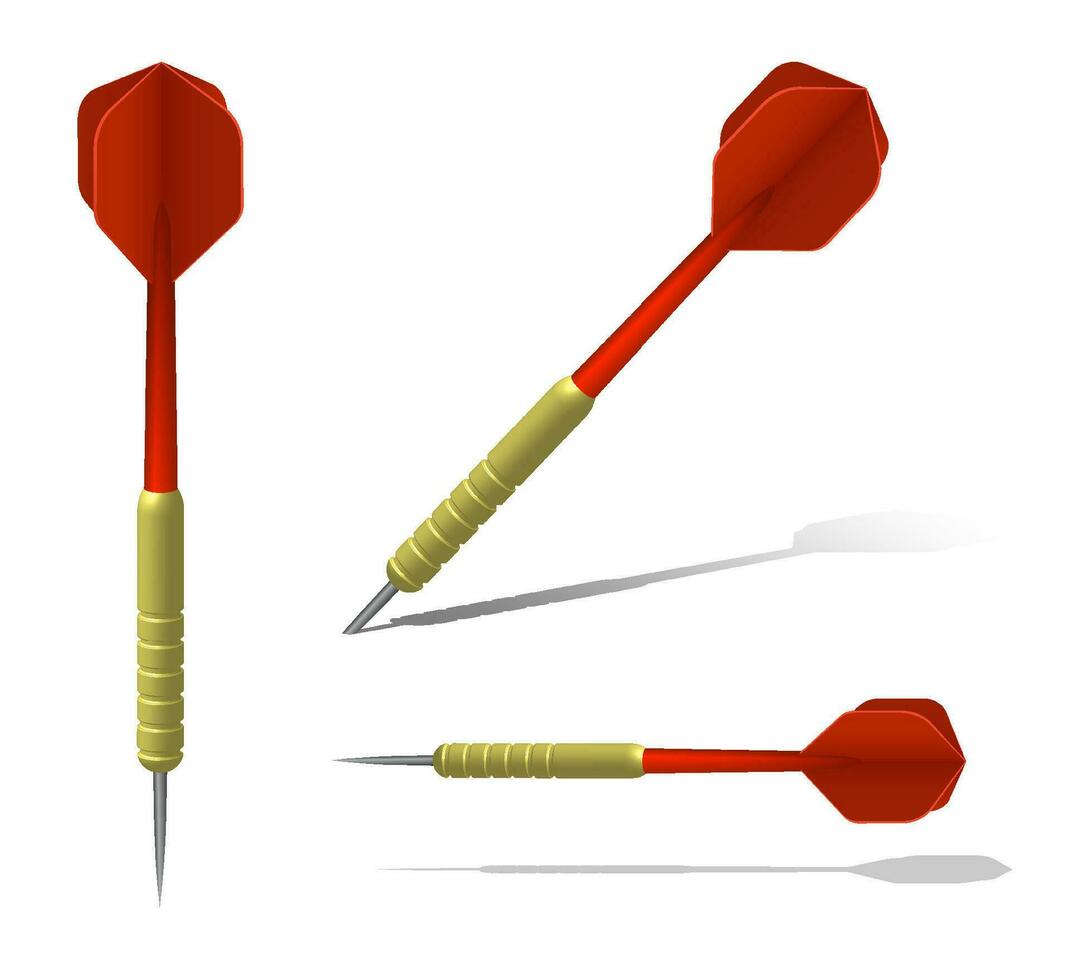 rood pijl pijl in realistisch stijl. uitrusting voor sport- wedstrijden van darts. vector