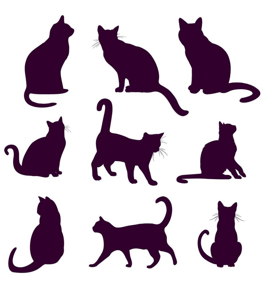 reeks van silhouetten van willekeurig katten vector