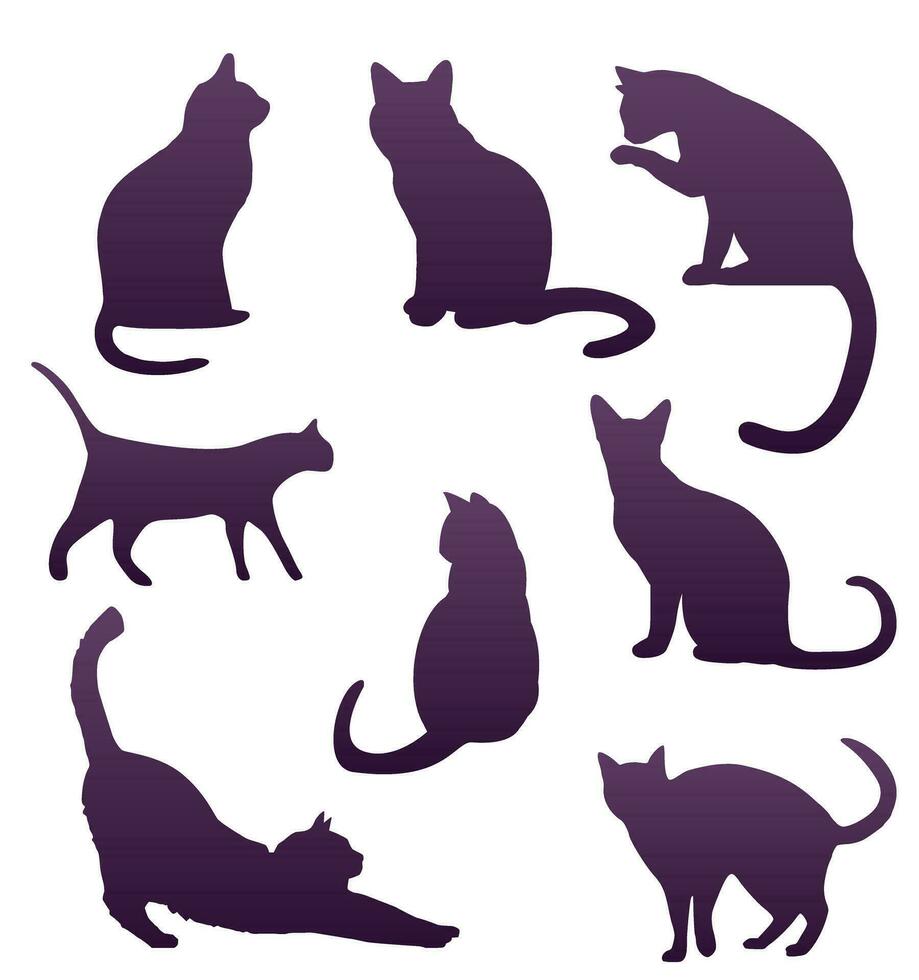 reeks van silhouetten van katten vector