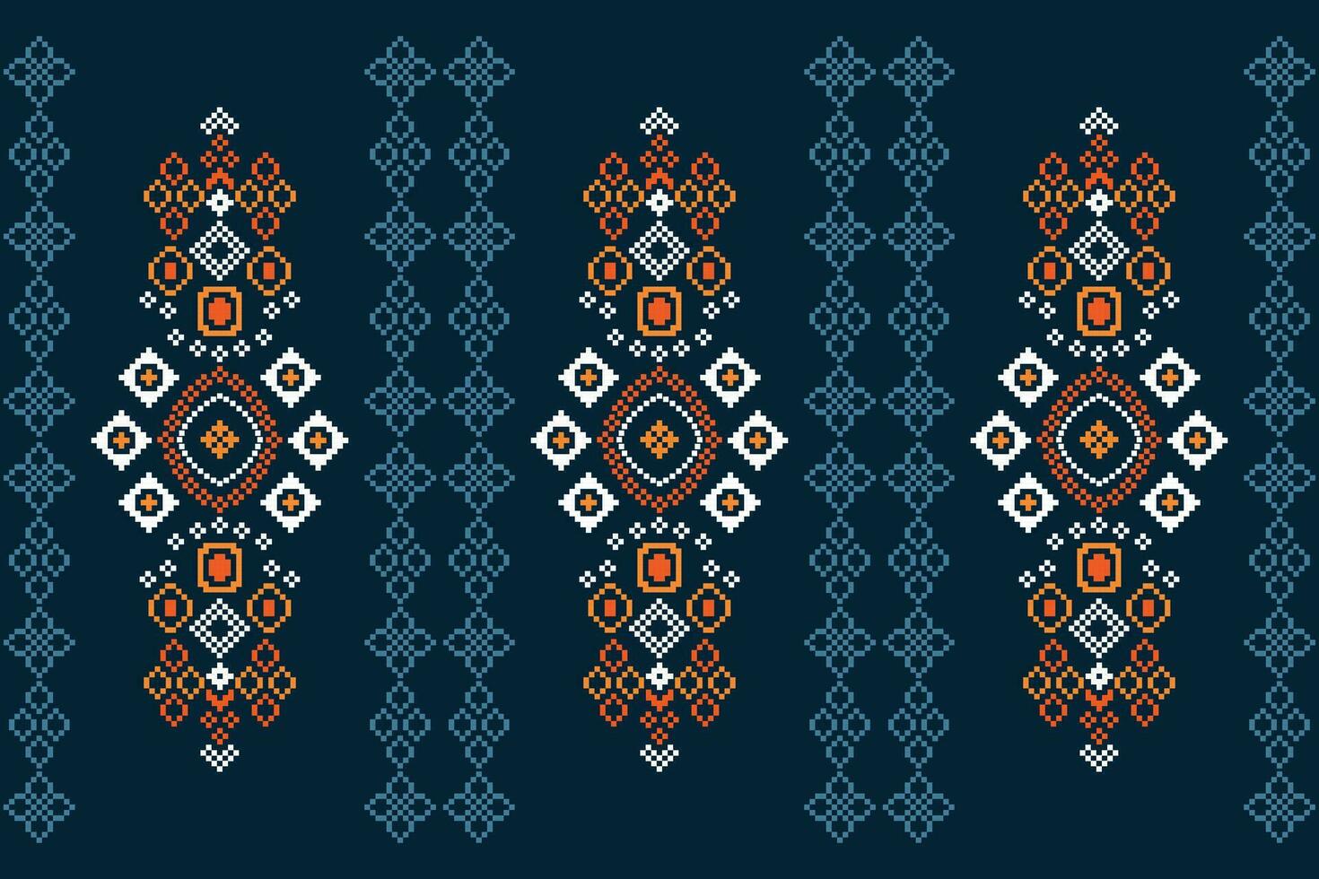 etnisch meetkundig kleding stof patroon kruis steek.ikat borduurwerk etnisch oosters pixel patroon blauw achtergrond. abstract,vector,illustratie. textuur,kleding,lijst,decoratie,motieven,zijde behang. vector