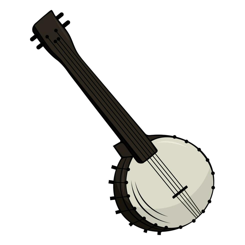 Amerikaans banjo geïsoleerd retro musical instrument. vector vier draad banjo gitaar, akkoord begeleiding