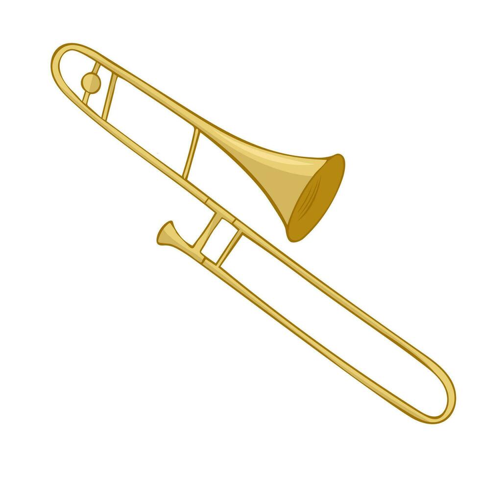 hand- getrokken goud trombone vector Aan wit achtergrond.