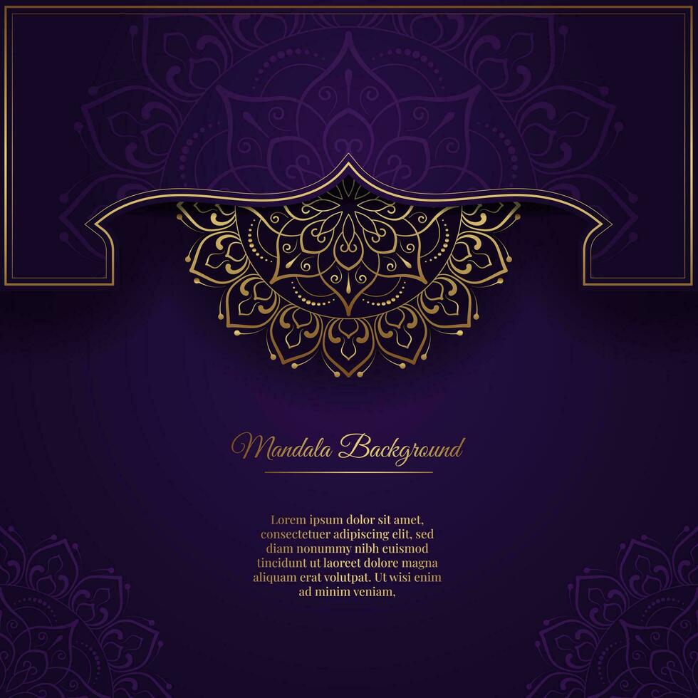 Purper luxe achtergrond, met goud mandala ornament vector