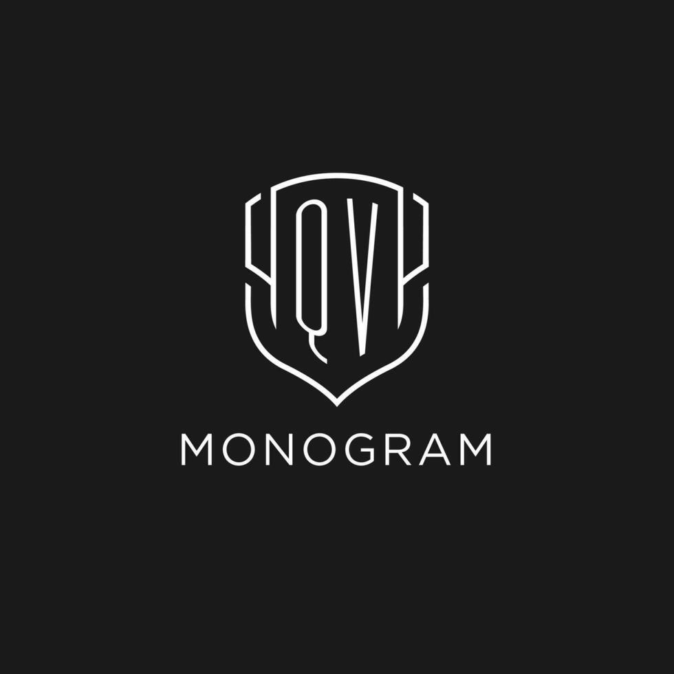 eerste qv logo monoline schild icoon vorm met luxe stijl vector