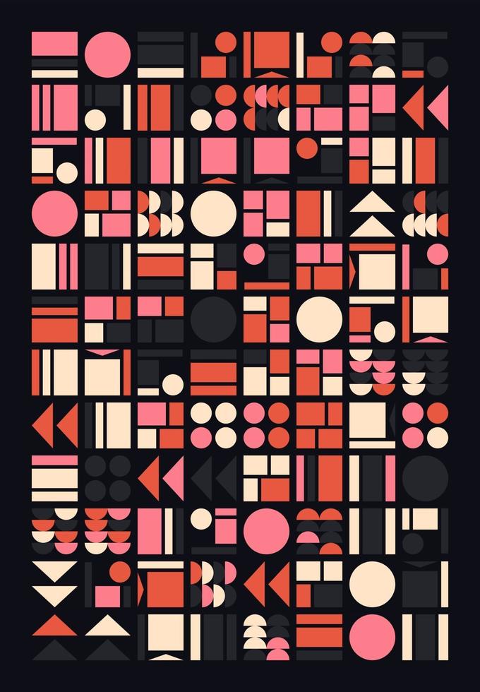 abstracte bauhaus geometrische achtergrond illustratie, kleurrijke muurschildering geometrische vormen plat ontwerp gratis vector