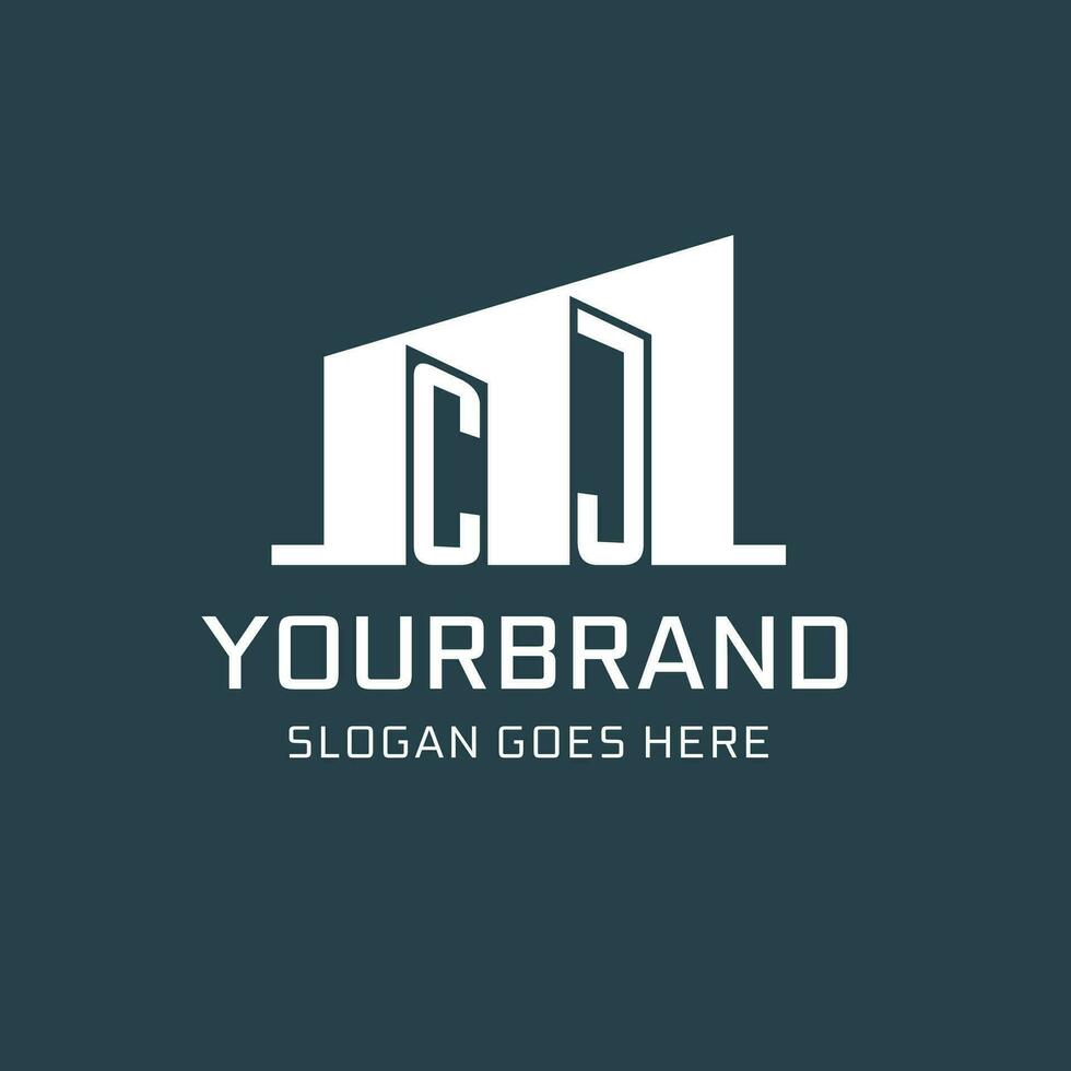 eerste cj logo voor echt landgoed met gemakkelijk gebouw icoon ontwerp ideeën vector