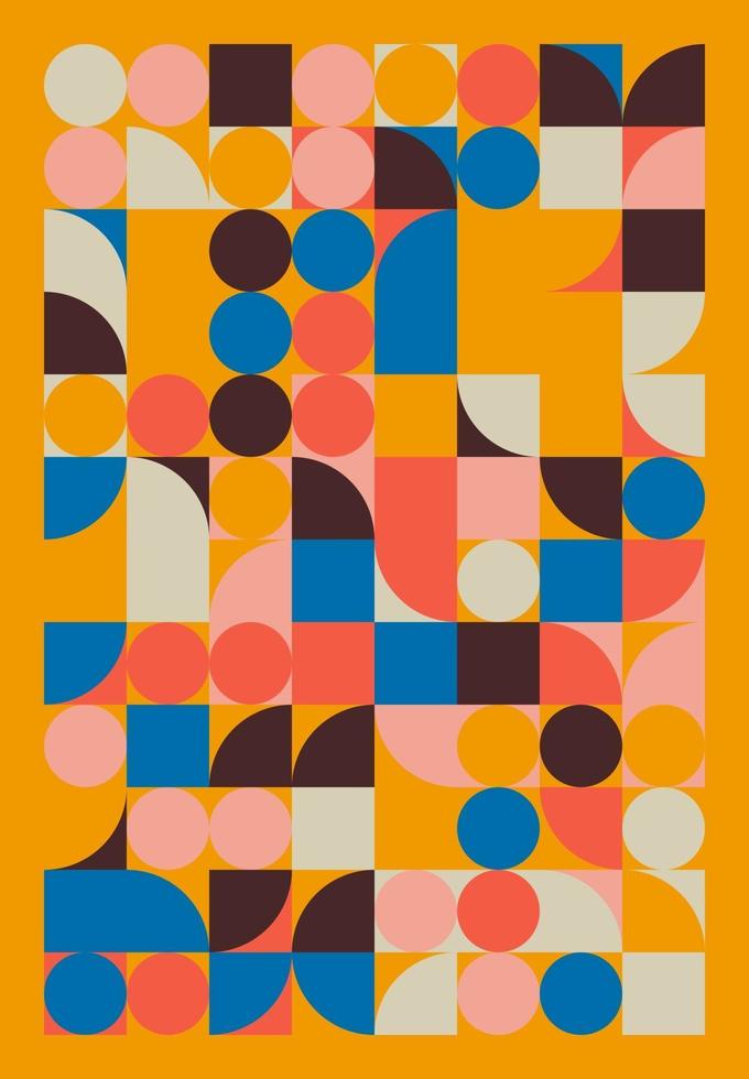 abstracte bauhaus geometrische achtergrond illustratie, kleurrijke muurschildering geometrische vormen plat ontwerp gratis vector