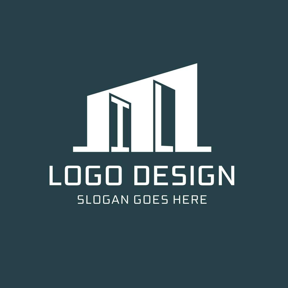 eerste il logo voor echt landgoed met gemakkelijk gebouw icoon ontwerp ideeën vector