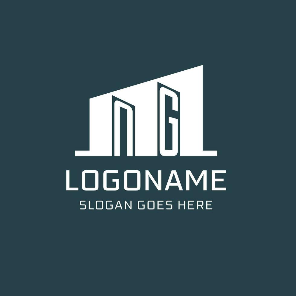 eerste ng logo voor echt landgoed met gemakkelijk gebouw icoon ontwerp ideeën vector