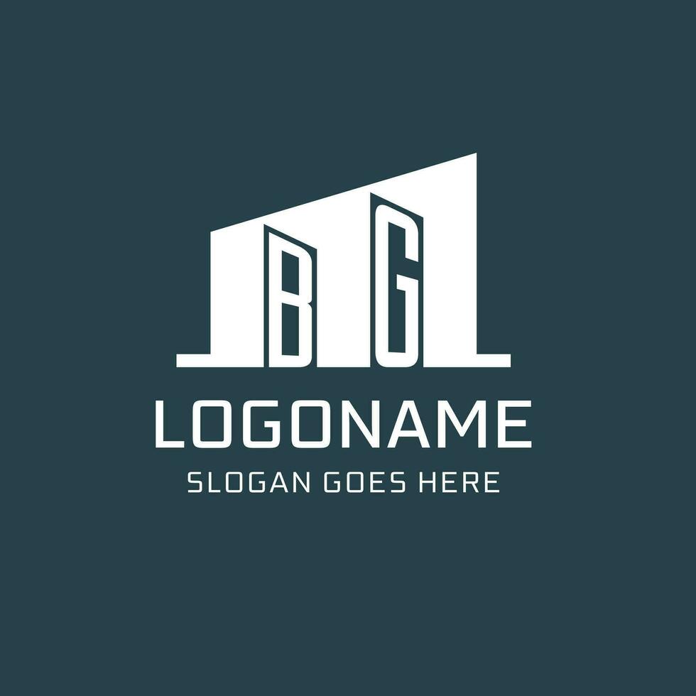 eerste bg logo voor echt landgoed met gemakkelijk gebouw icoon ontwerp ideeën vector