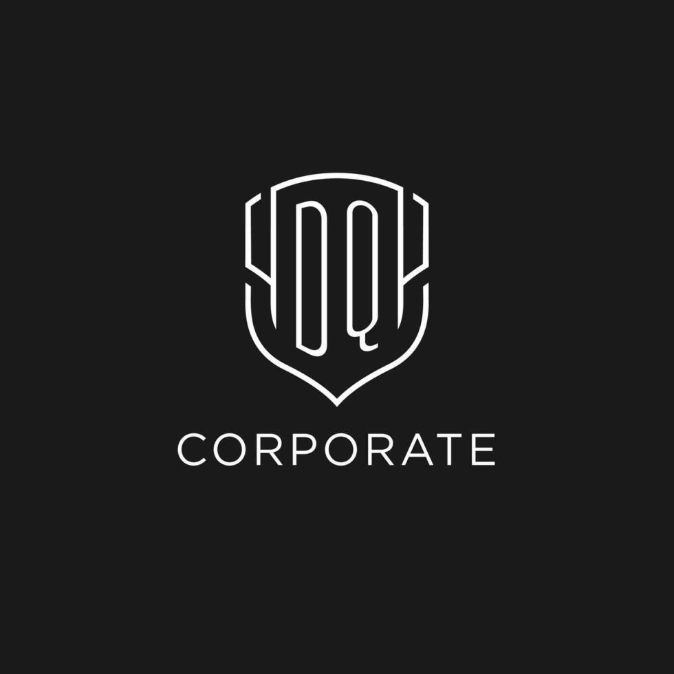 eerste dq logo monoline schild icoon vorm met luxe stijl vector
