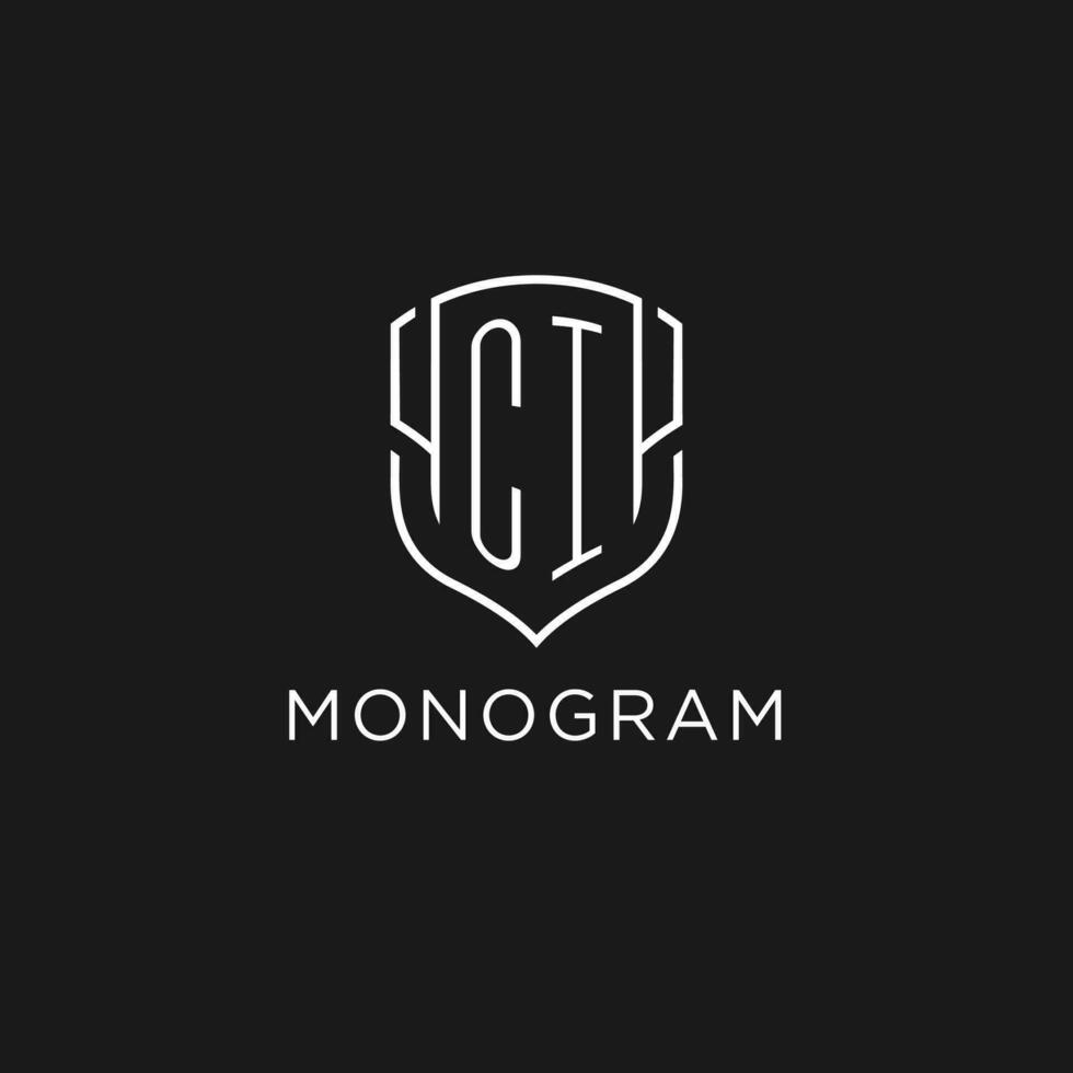 eerste ci logo monoline schild icoon vorm met luxe stijl vector