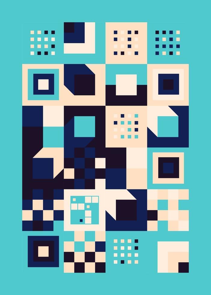 abstracte bauhaus geometrische achtergrond illustratie, kleurrijke muurschildering geometrische vormen plat ontwerp gratis vector