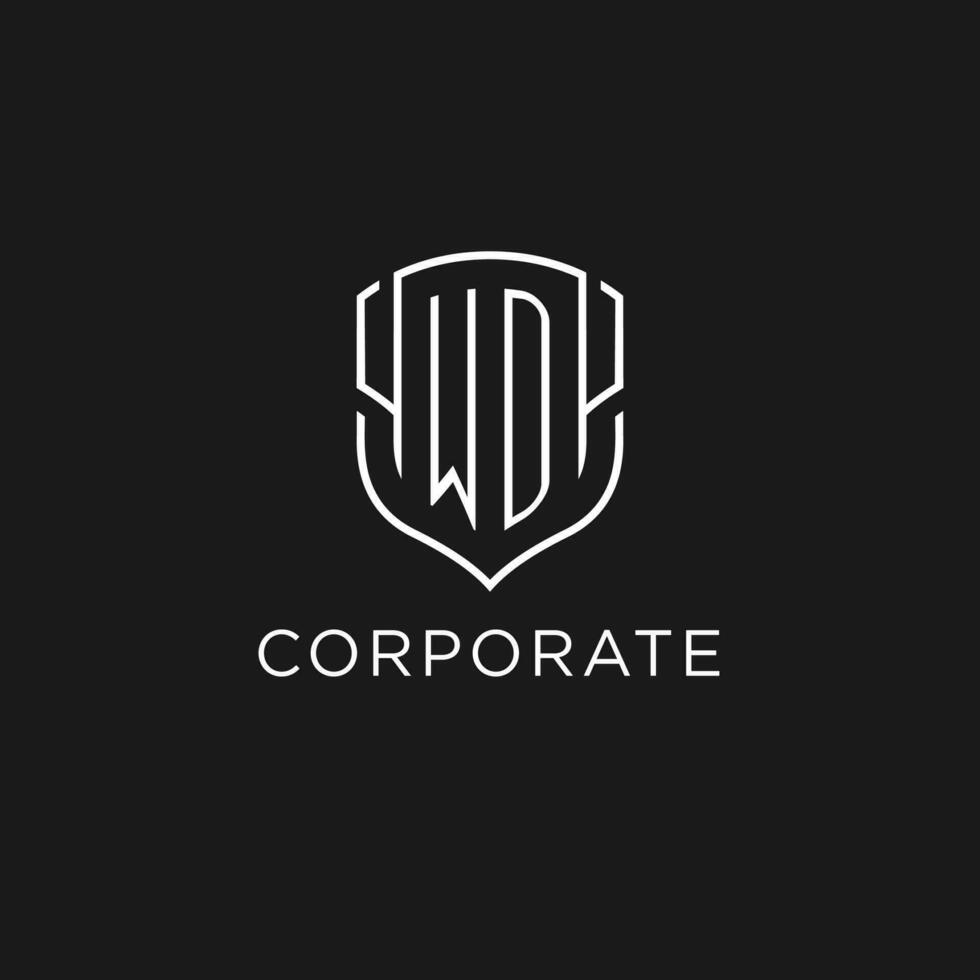eerste wd logo monoline schild icoon vorm met luxe stijl vector