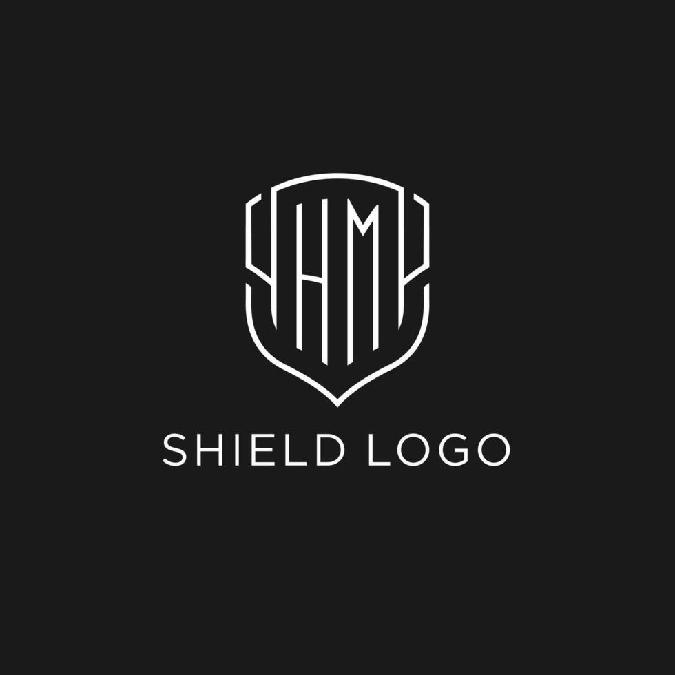 eerste hm logo monoline schild icoon vorm met luxe stijl vector