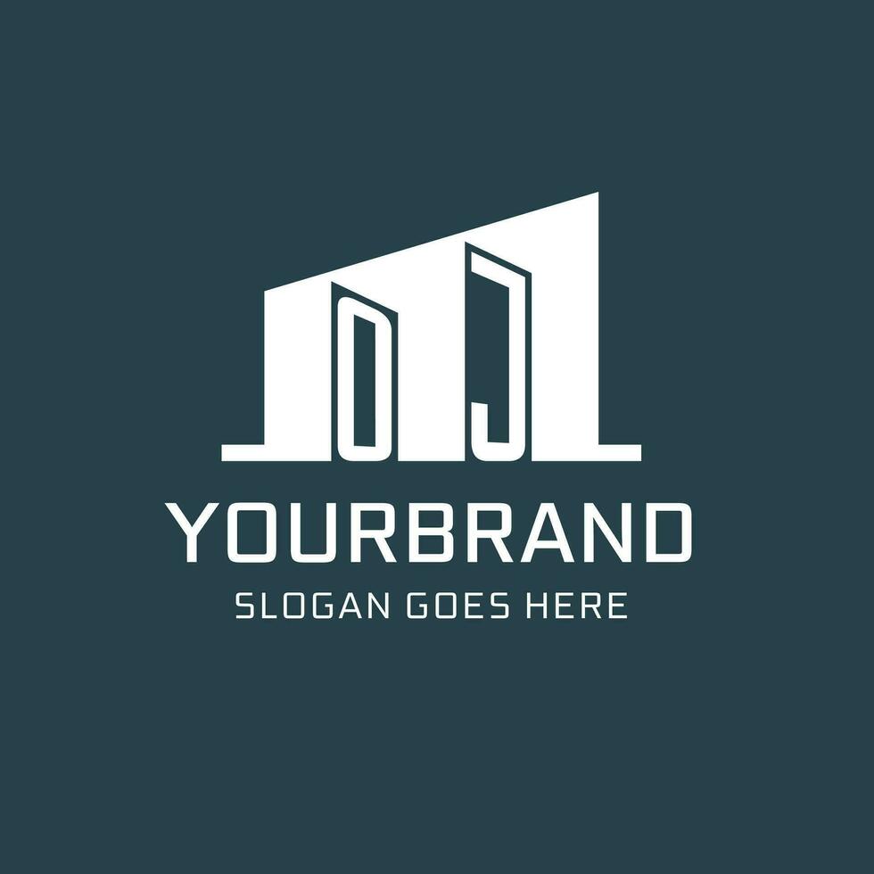 eerste oj logo voor echt landgoed met gemakkelijk gebouw icoon ontwerp ideeën vector