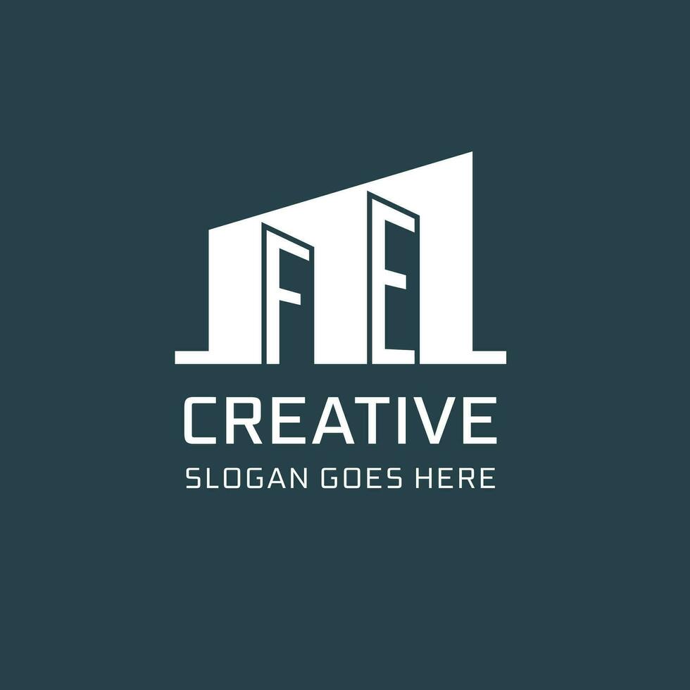 eerste fe logo voor echt landgoed met gemakkelijk gebouw icoon ontwerp ideeën vector