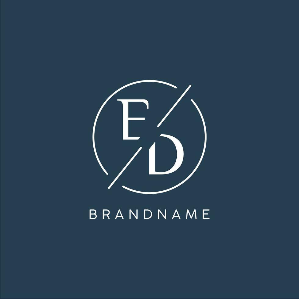 eerste brief ed logo monogram met cirkel lijn stijl vector