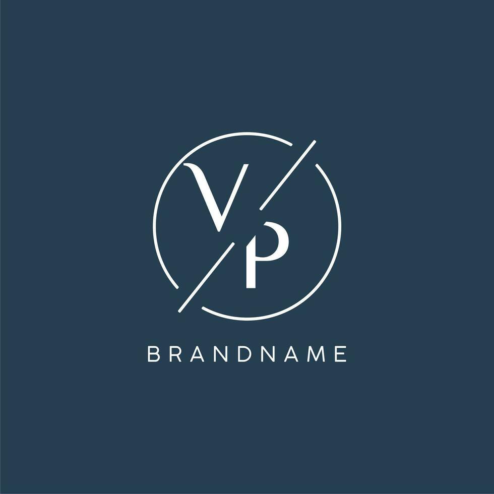 eerste brief vp logo monogram met cirkel lijn stijl vector
