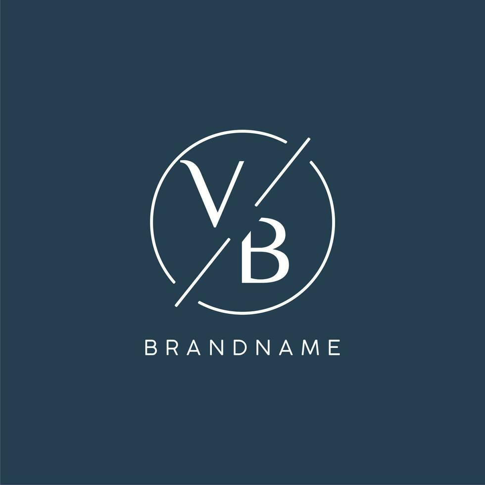 eerste brief vb logo monogram met cirkel lijn stijl vector