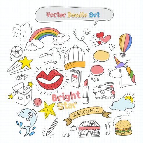 Vector kleurrijke Doodle Set